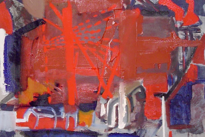 red and blue abstract painting