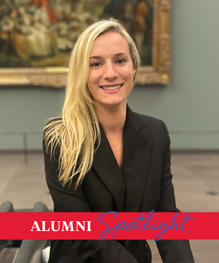 Art history alum Delanie Linden poses in an art gallery