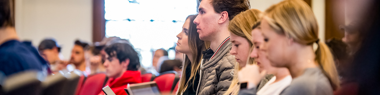 Students during a U.S. Presidents at War History lecture.