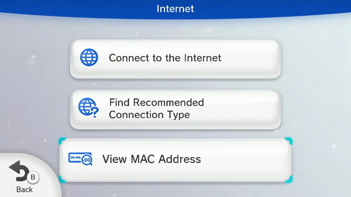 Select 'View MAC Address' and wait a moment for the MAC address to be displayed. 