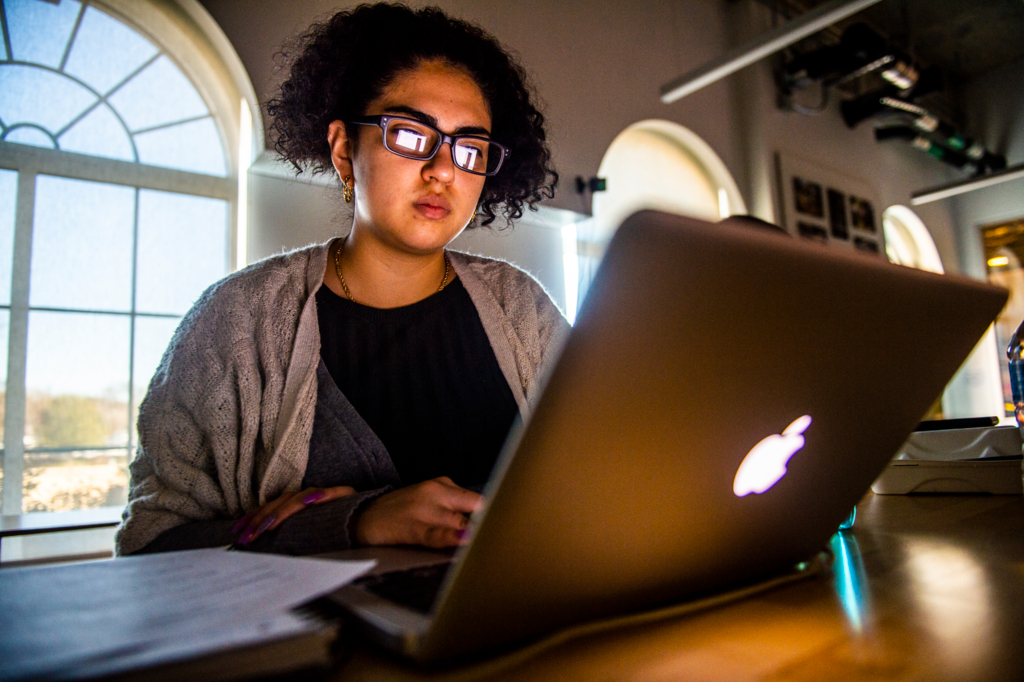 student at computer