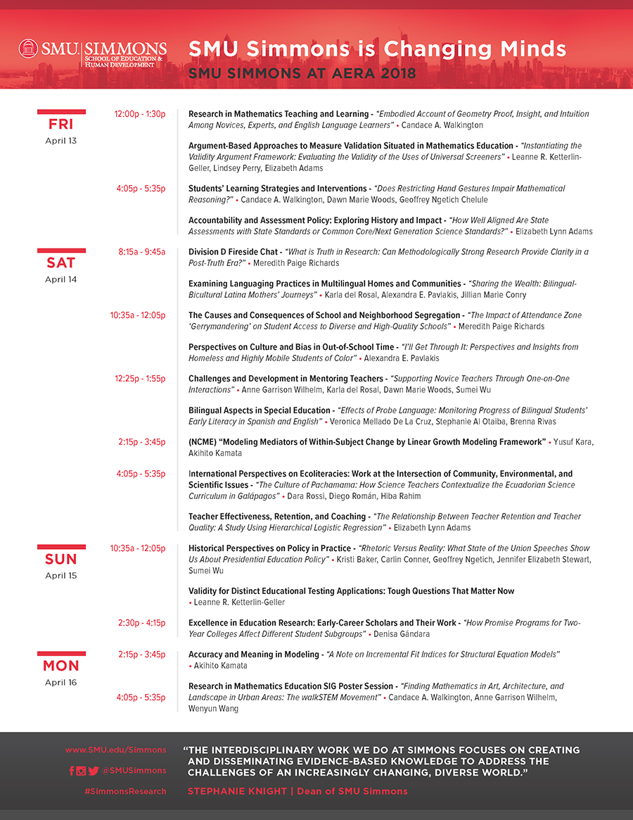 AERA 2018 Schedule