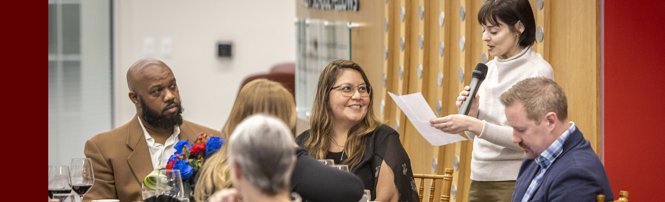 Dr. Mag Gabbert speaking during the Moody Graduate Recoginition Dinner in December 2024.